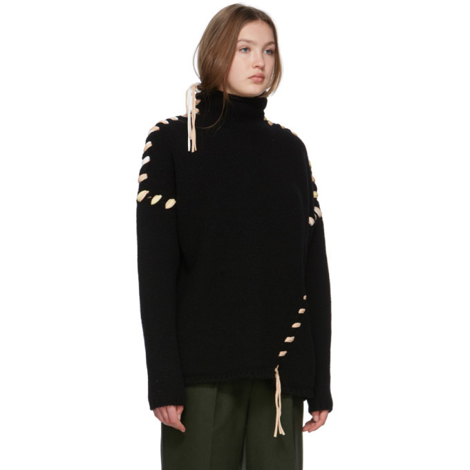 Acne Studios Black Kaneta Lace-Up Sweater Acne Studios