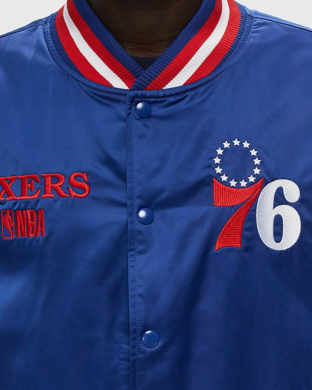 New Era Nba Satin Bomber Jckt Philadelphia 76 Ers Blue Bomber Jackets