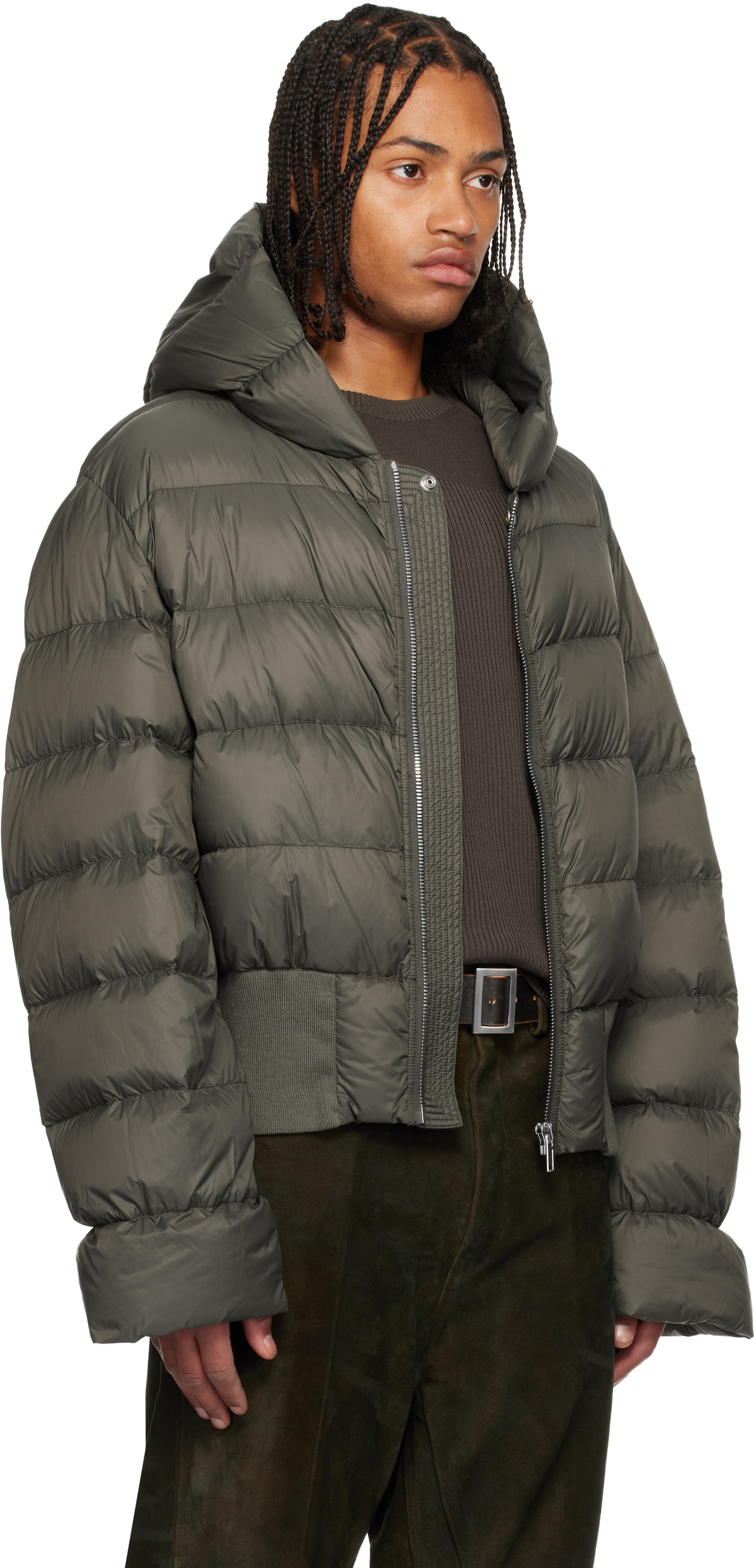 Rick Owens Khaki Concordians Hooded Down Jacket