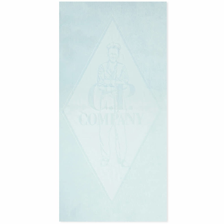 Photo: C.P. Company Men's Factory Worker Logo Beach Towel in Baby Blue