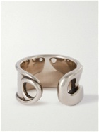 Alexander McQueen - Safety Pin Logo-Engraved Silver-Tone Ring - Silver