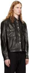 COOR Brown Pocket Trucker Leather Jacket