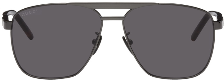 Photo: Gucci Gunmetal Aviator Sunglasses