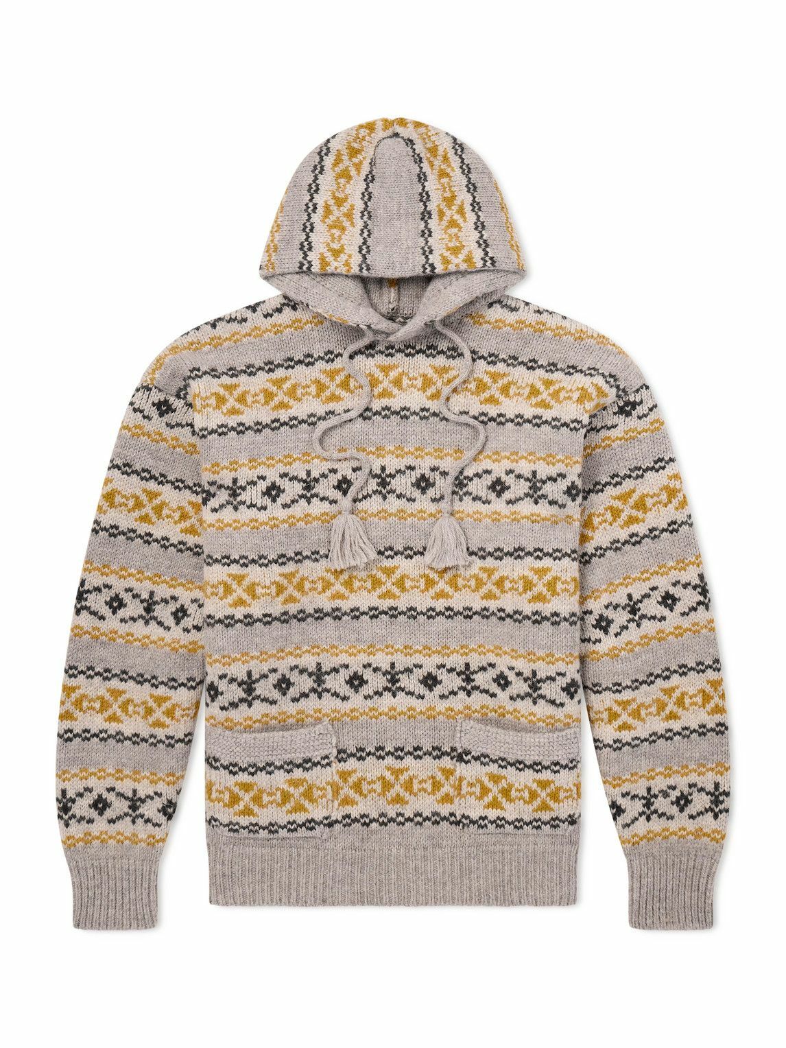 KAPITAL - Yellowknife Fair Isle Wool Hoodie - Yellow
