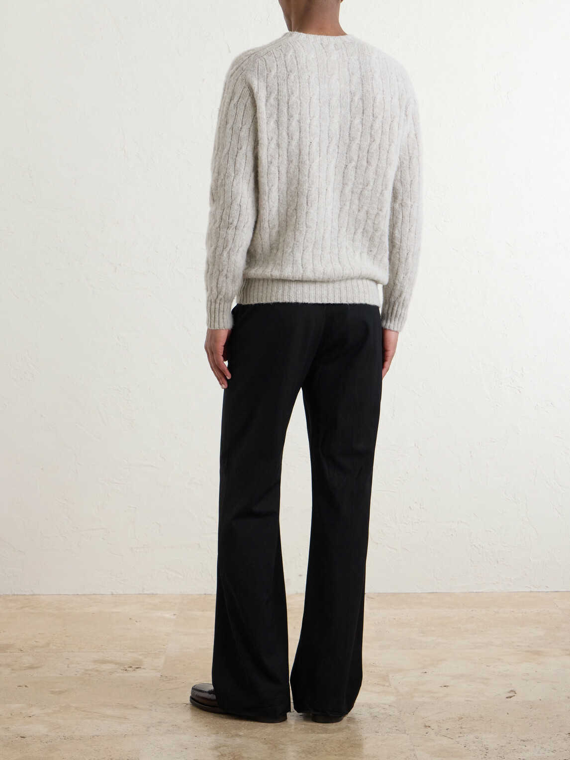 Drake's - Cable-Knit Virgin Wool Sweater - Gray