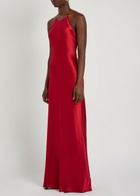 Reformation Jeany Halterneck Silk Maxi Dress Red