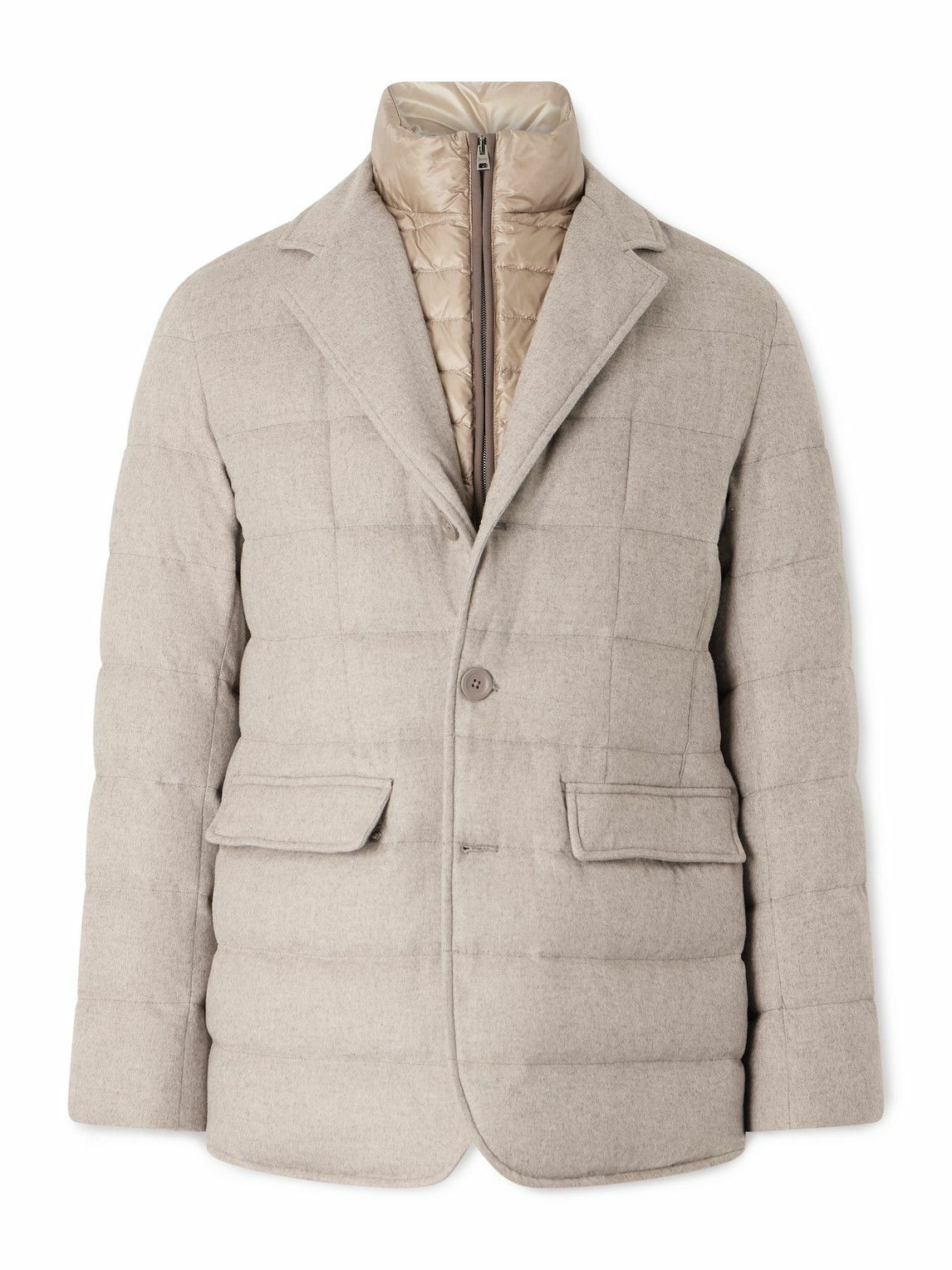 Herno - Slim-Fit Shell-Trimmed Silk and Cashmere-Blend Down Jacket - Neutrals