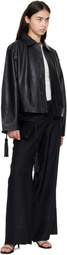 St. Agni Black Cocoon Leather Jacket