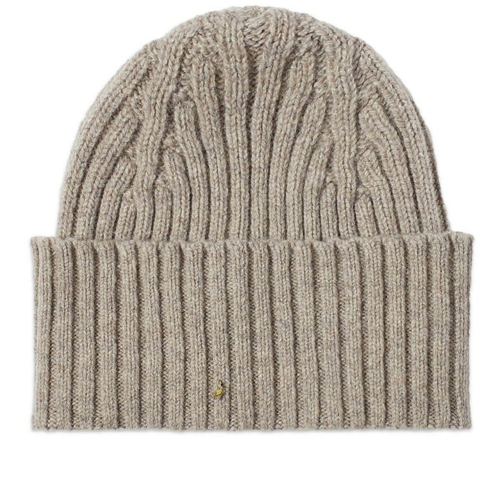 Photo: Drake's Men's Ribbed Knit Beanie in Natural