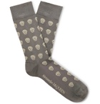 Alexander McQueen - Logo-Intarsia Stretch Silk-Blend Socks - Gray