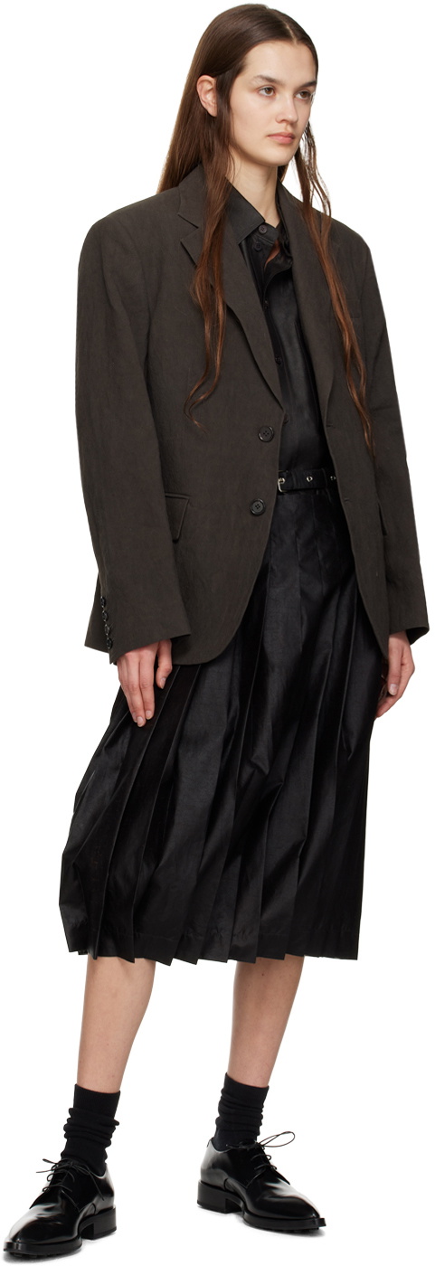 UMBER POSTPAST Black Pleated Midi Skirt