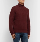 Hugo Boss - Waffle-Knit Virgin Wool and Alpaca-Blend Rollneck Sweater - Burgundy