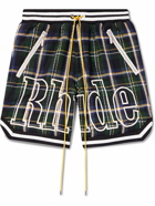 Rhude - Logo-Embroidered Checked Cotton-Flannel Drawstring Shorts - Green