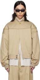 WILLY CHAVARRIA Beige Gas Station Bomber Jacket