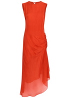 Liberowe Enya Gathered Silk Maxi Dress Red