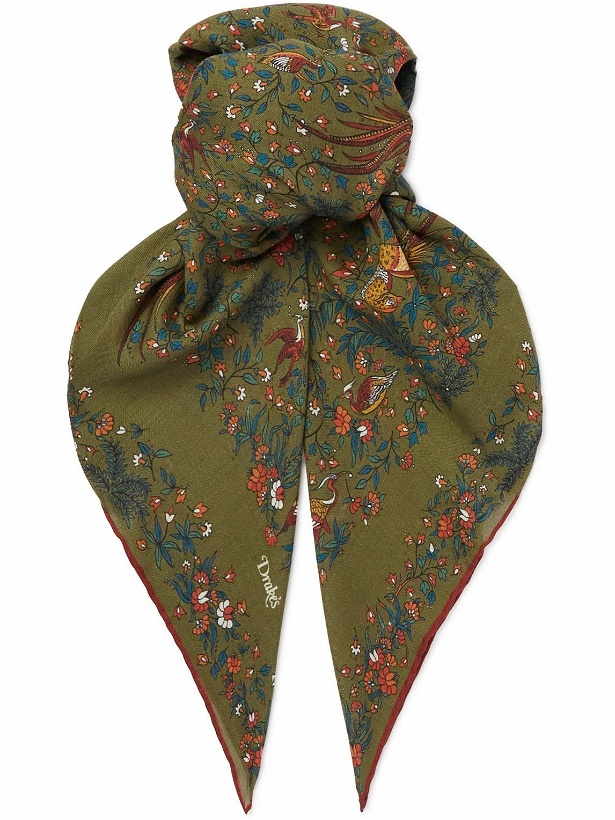 Photo: Drake's - Birds of Paradise Printed Wool and Silk-Blend Voile Scarf