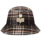 Isabel Marant Men's Haleyh Check Bucket Hat in Dark Green