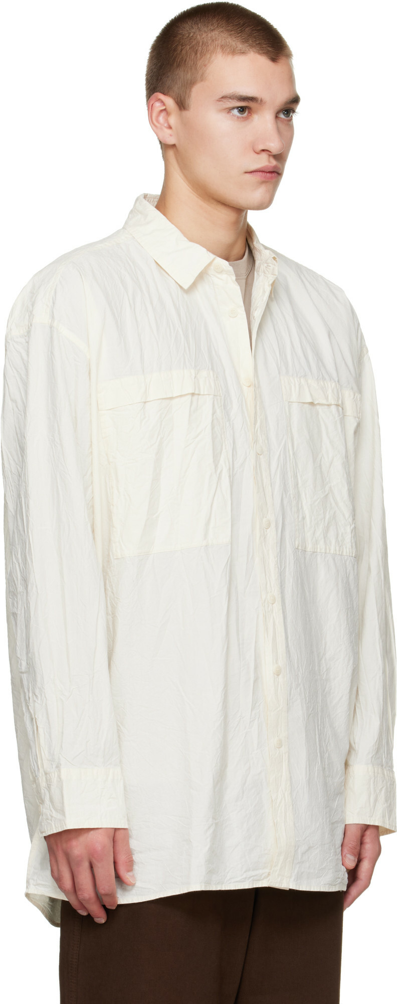 CASEY CASEY Off-White Unfinished Hamnet Pocket Shirt