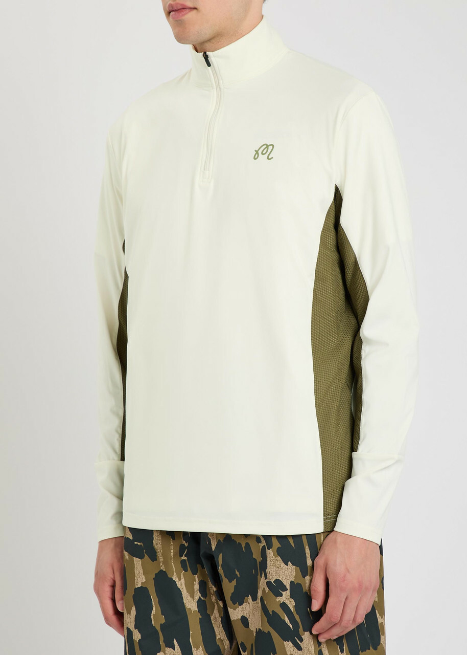 Malbon Santiago Logo Half-zip Stretch-jersey Mid-layer Jacket Cream