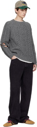 Stefan Cooke Gray Slashed Cable Sweater