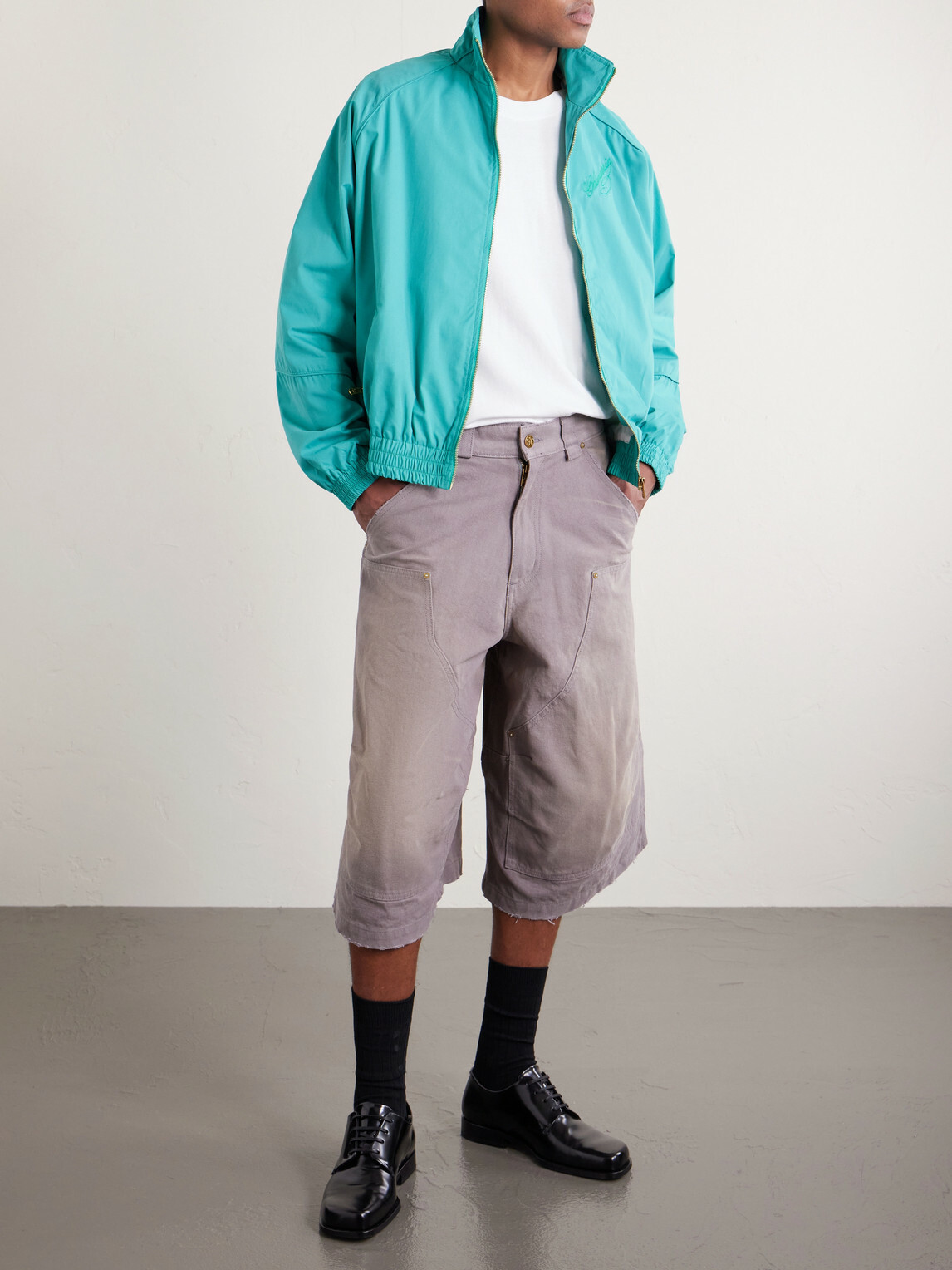 Willy Chavarria - Stocknot Double Knee Cotton Shorts - Gray