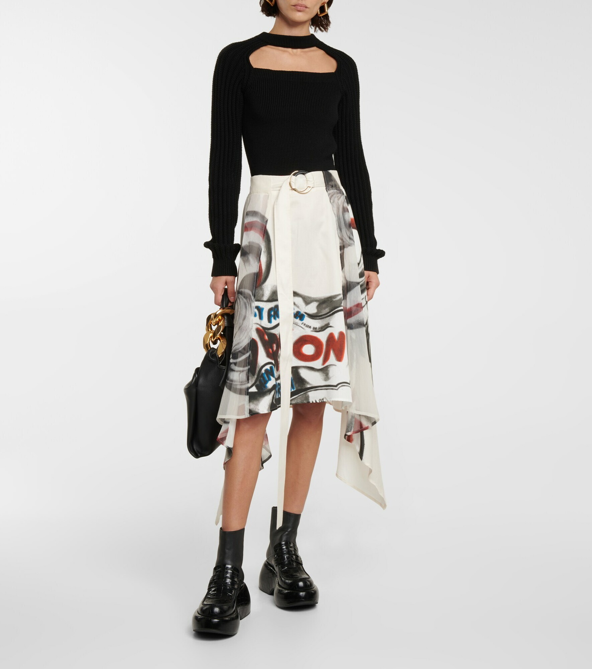 JW Anderson - Printed organza and cotton midi skirt JW Anderson