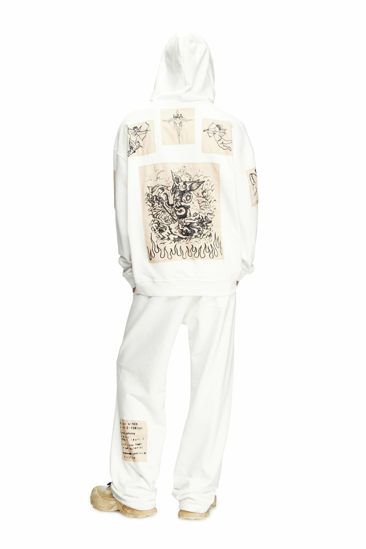 Diesel Hoodie with tattoo patches - Sweaters - Unisex - White