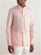 Caruso - Grandad-Collar Linen Shirt - Pink