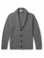 Boglioli - Shawl-Collar Ribbed Wool and Cashmere-Blend Cardigan - Gray