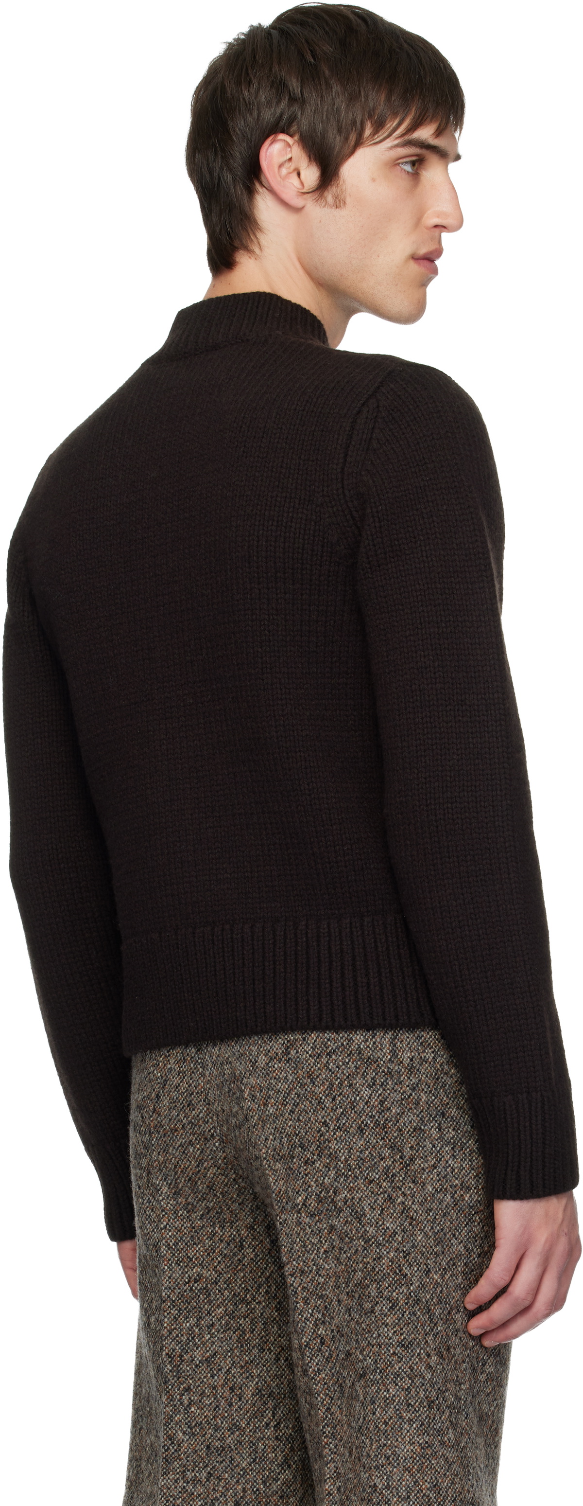 Dries Van Noten Brown Merino Wool Cardigan