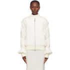 Winnie Off-White Silk Ruched Bomber Jacket
