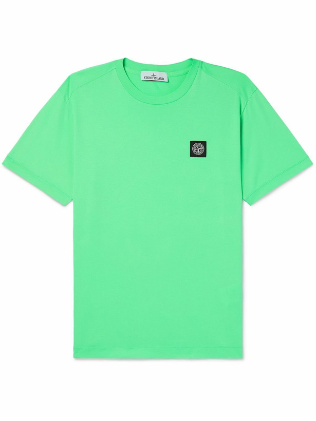 Photo: Stone Island - Logo-Appliquéd Cotton-Jersey T-Shirt - Green