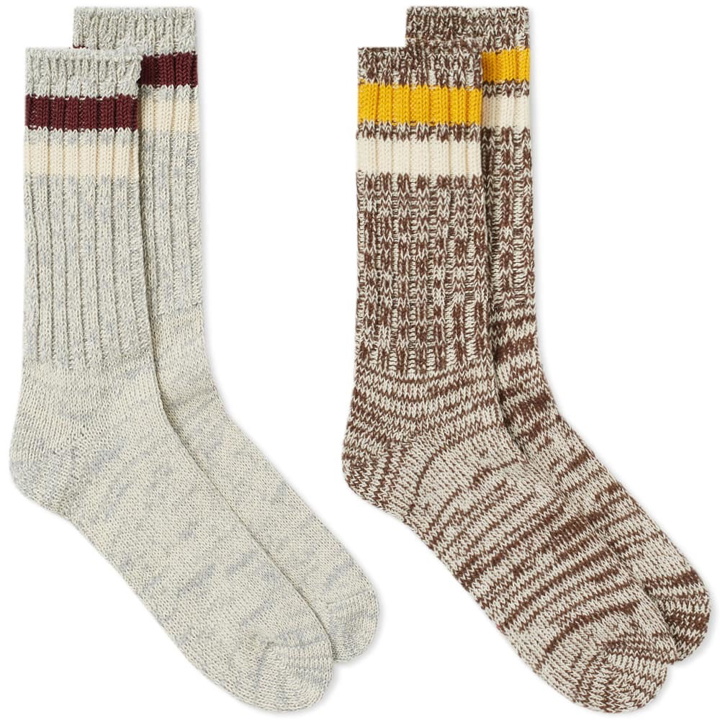 Photo: Anonymous Ism Mix Line Crew Sock - 2 Pack Multi