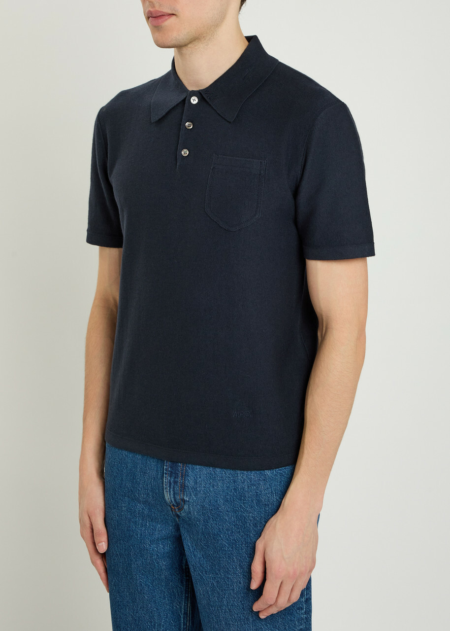 A.P.C. Cotton and Cashmere-blend Polo Shirt Navy