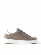 J.M. Weston - On Time Leather-Trimmed Suede Sneakers - Gray