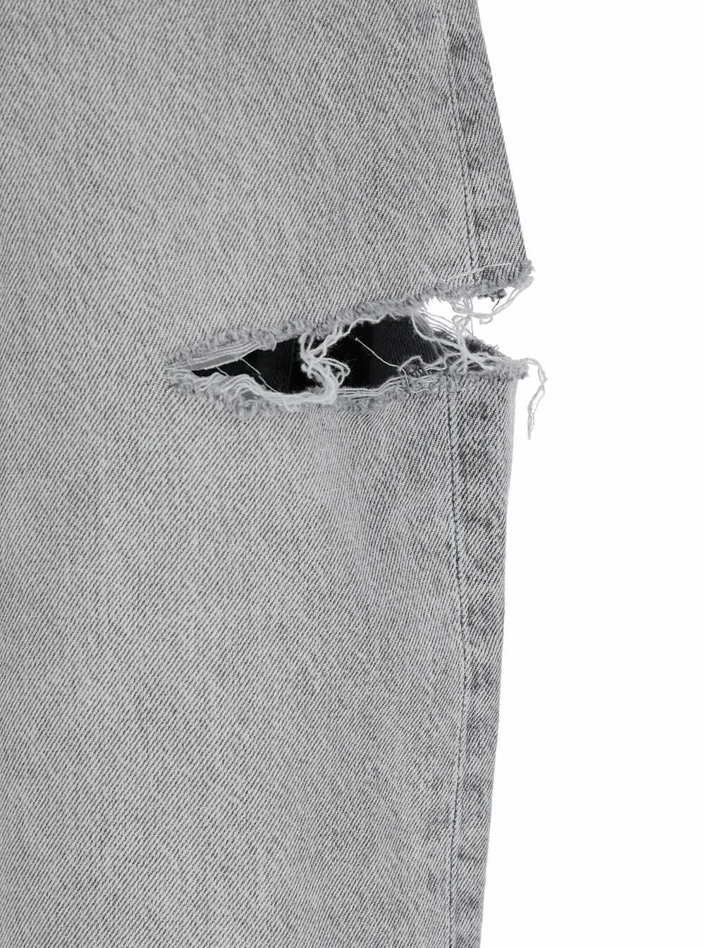 Icon Denim Grey High Waisted Jeans With Ripped Details In Denim Woman
