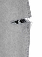 Icon Denim Grey High Waisted Jeans With Ripped Details In Denim Woman