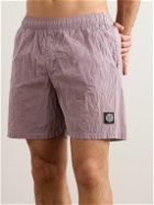 Stone Island - Straight-Leg Mid-Length Logo-Appliquéd Nylon Metal Swim Shorts - Pink