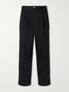 Human Made - Tapered Pleated Cotton-Canvas Trousers - Black