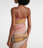 SIR Gathered printed mesh tank top