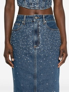 Alessandra Rich Blue Rhinestone Denim Skirt