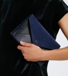 Khaite Grace leather-trimmed suede clutch