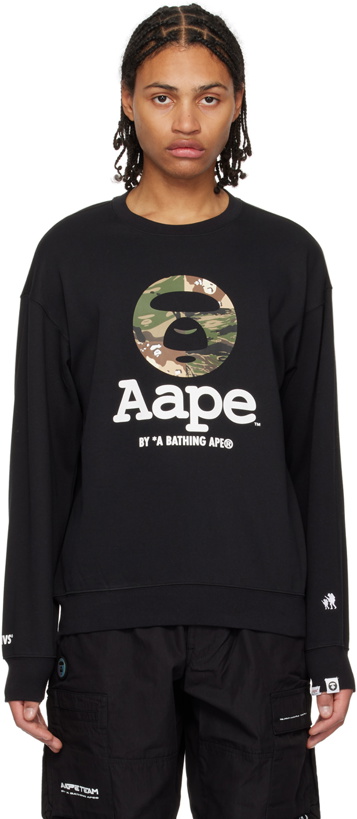 Photo: AAPE by A Bathing Ape Black Basic Sweater