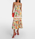 Farm Rio Floral Sketch cotton midi dress