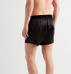 TOM FORD - Velvet-Trimmed Stretch-Silk Satin Boxer Shorts - Brown