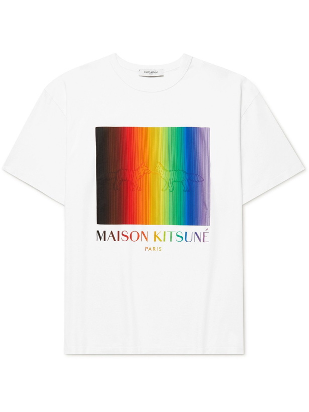Photo: MAISON KITSUNÉ - The Trevor Project Printed Cotton-Jersey T-Shirt - White