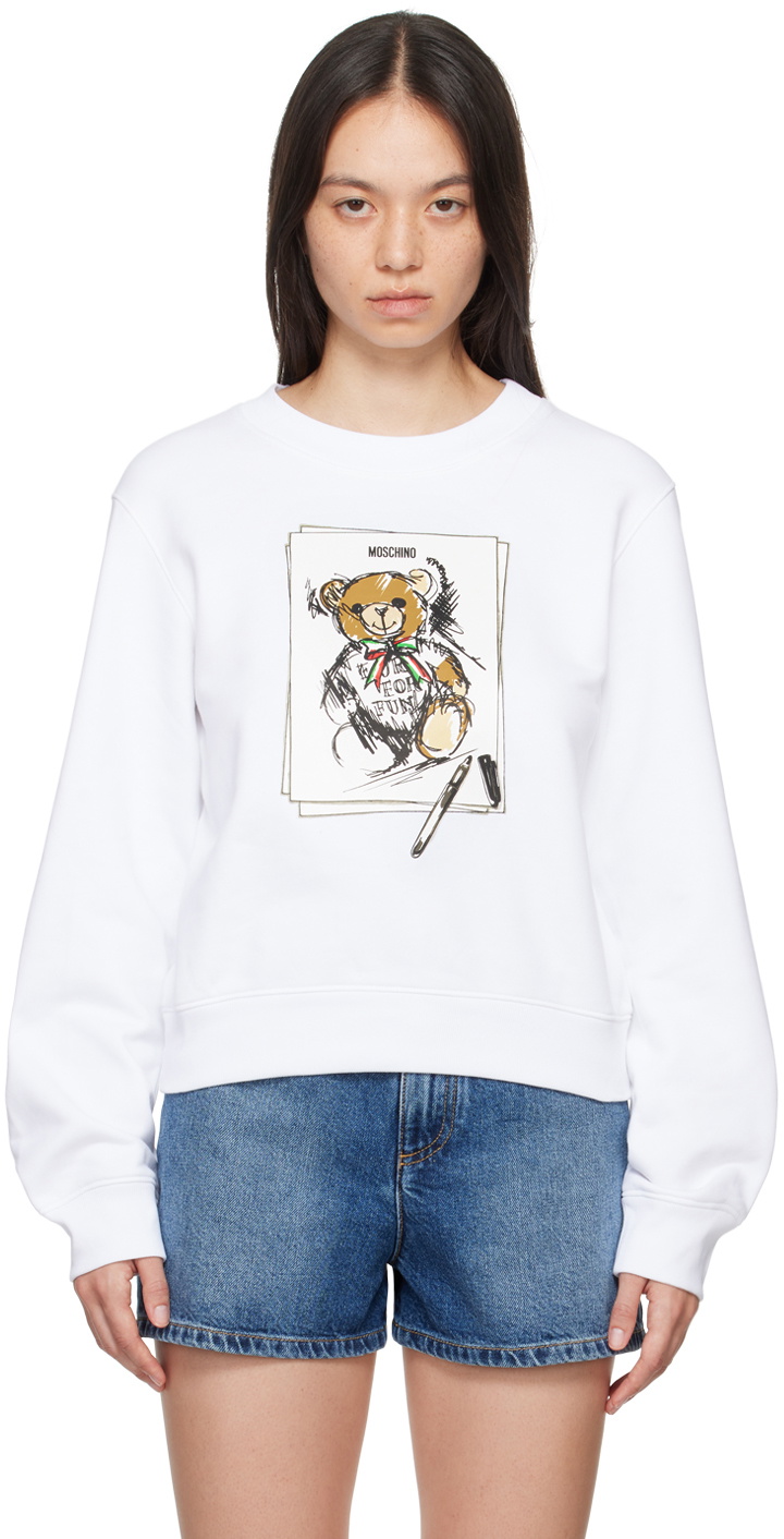 Moschino White Teddy Bear Sweatshirt
