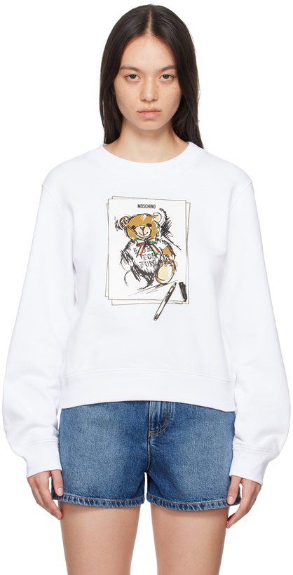 Photo: Moschino White Teddy Bear Sweatshirt