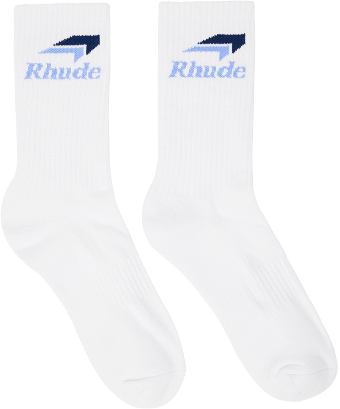 Photo: Rhude White Speedmark Socks
