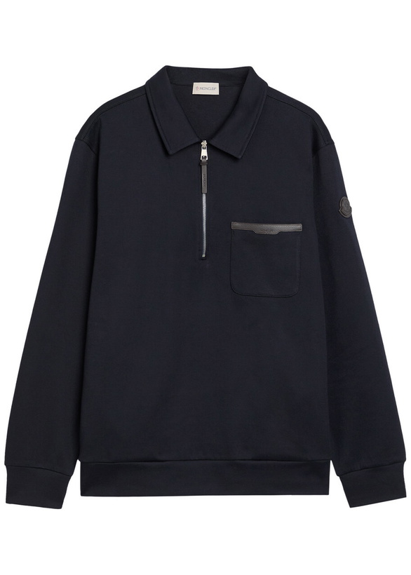 Photo: Moncler Patch Pocket Cotton-blend Sweatshirt Navy